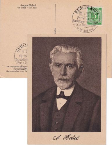 All.Bes. - Berlin 1946 SST SPD-Parteitag Sonderkarte August Bebel