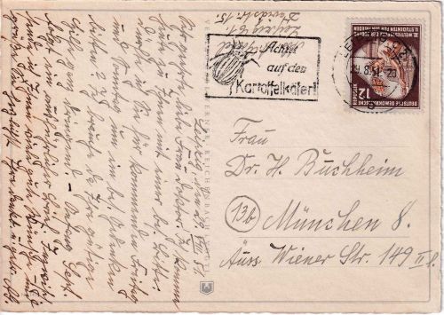 DDR - 12 Pfg. Weltfestspiele Karte Leipzig - München 29.8.51