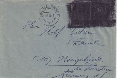 BRD - 2x10 Pfg. Kriegsgefangene Brief i.d. DDR Walsrode 22.11.53 Postkrieg !