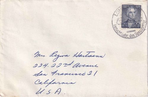 BRD - 30 Pfg. Liebig Brief n. USA Lohr - San Francisco 1953