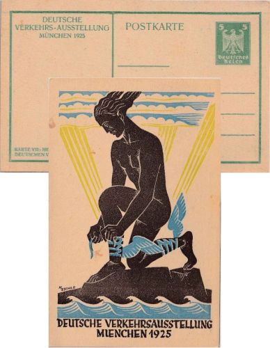 DR - 5 Pfg. Adler Verkehrsausstellung München 1925 Privatganzsache ungebraucht