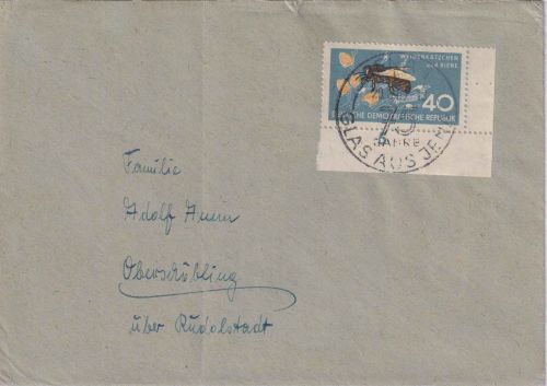 DDR - 40 Pfg. Naturschutz Bogenecke Brief <20g Jena - Oberschöbling 1959