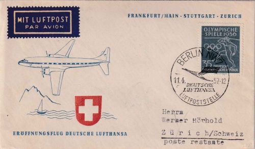 DDR - Erstflug Lufthansa/Zuleitung Frankfurt - Zürich 11.4./15.4.57