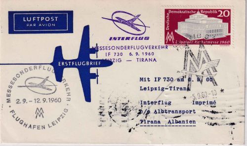 DDR - Interflug Messesonderflug Leipzig - Tirana/ALBANIEN 1960