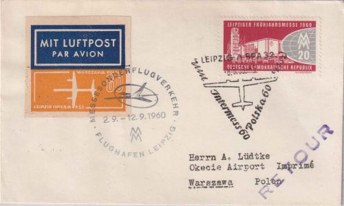 DDR - Interflug Messesonderflug Leipzig - Warschau/POLEN 1960
