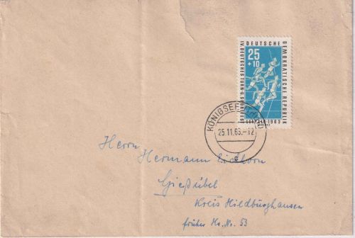 DDR - 25 Pfg. Turn u. Sportfest Brief Königsee - Gießhübel 1963