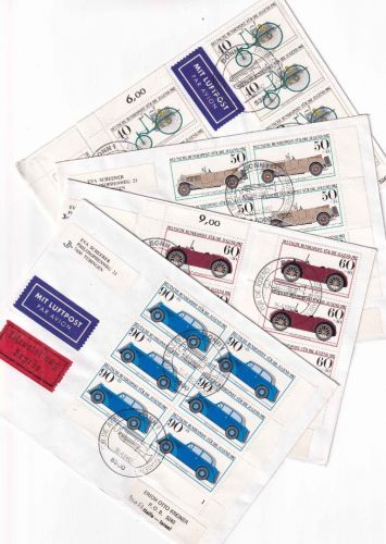 BRD - Jugend 1982 (Oldtimer) 4 FDC/Mehrfachfrankaturen n. ISRAEL portorichtig !!