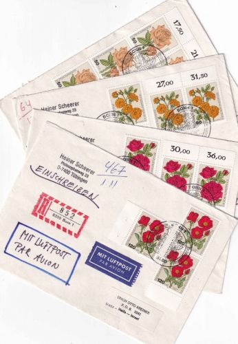 BRD - Wohlfahrt 1982 (Blumen) 4 FDC/Mehrfachfrankaturen - portorichtig !!