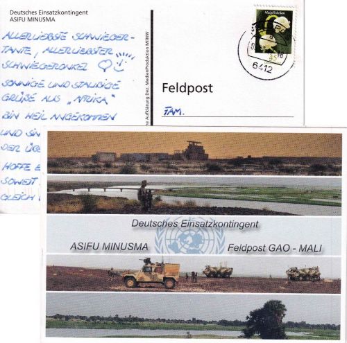 BRD - Feldpost 6412 ASIFU MINUSMA (Mali) Karte n. Bad Steben 2017