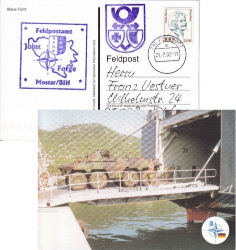 BRD - Feldpost 731 Joint Forge Mostar/BIH Karte n. Bad Steben 2002
