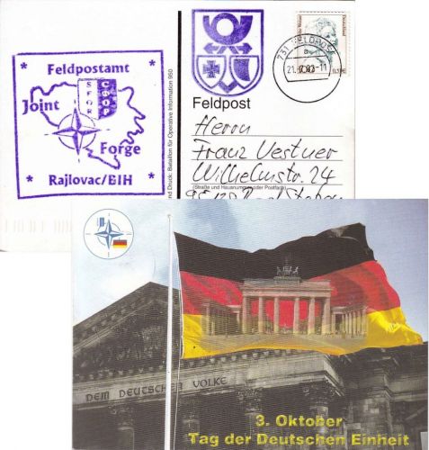 BRD - Feldpost 731 Joint Forge Rajlovac/BIH Karte n. Bad Steben 2002
