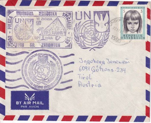 Österreich - UNDOF AUSBAT poln. Kontingent Luftpostbrief 1976 n. Götzens