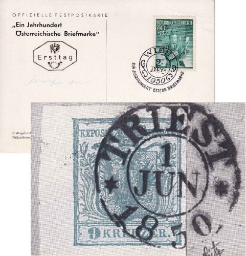 Österreich - Tag der Briefmarke 1950 Festpostkarte/FDC ESST Wien