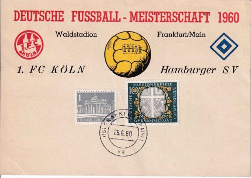 BRD - Frankfurt a/M. 25.6.60 Sonderkarte Dt. Fussball-Meisterschaft Köln/Hamburg