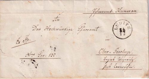 Österreich/Böhmen - Luditz 24/12 (1858) Dienstbrief Pfarramt Kumerau