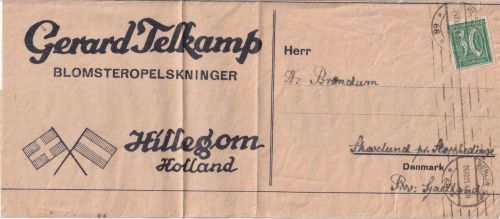 DR-Infla - 30 Pfg. Ziffer Drucksachenstreifband n. DÄNEMARK Berlin SW68 24.10.21