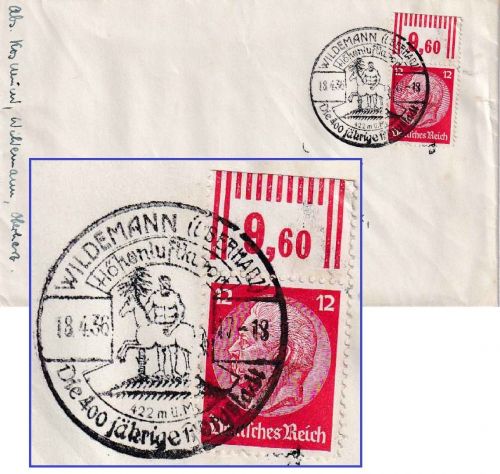 DR - 12 Pfg. Hindenburg/OBERRAND Brief Wildemann (Oberharz) 18.4.36