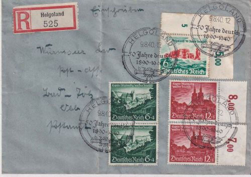 DR - 6 Pfg. Helgoland u.a. Einschreibebrief/FDC ESST Helgoland - Tölz 9.8.1940