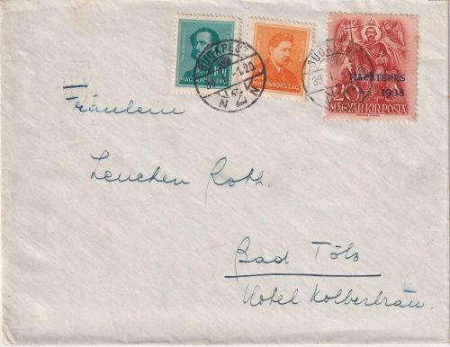 Ungarn - 20 f. Wiener Schiedsspruch u.a. Brief Budapest - Tölz 1939