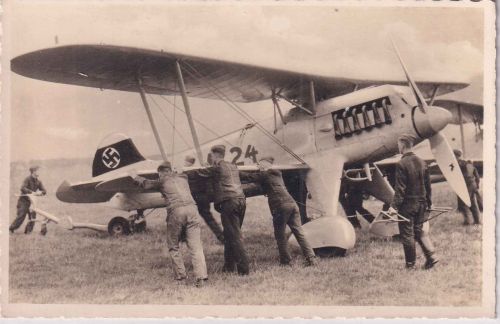 DR - Luftwaffe Heinkel He 51 sw-Foto-AK ungelaufen ca. 1935