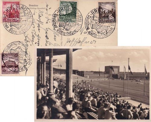 DR - Breslau 1938 Dt. Turn- und Sportfest Satz auf entspr. sw-Foto-AK
