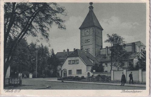 Österreich - Wels Ledererturm sw-AK gelaufen 1938