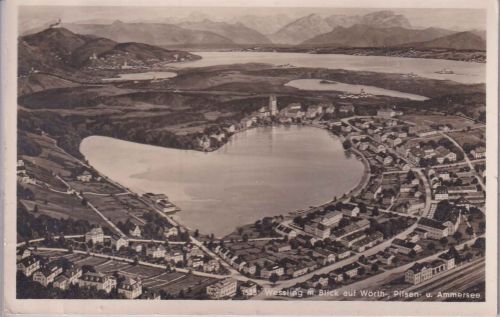 Bayern - Wessling Ammersee sw-Foto-AK/Vogelperspektive gelaufen 1938