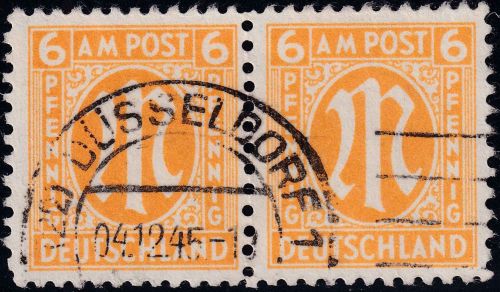 AM-Post - 6 Pfg. dt. Druck Mi.Nr. 20Cz gestempelt waagr. Paar gepr. BPP