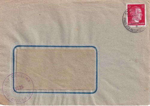 DR - 12 Pfg. AH Brief (Überroller) Stuttgart 9 17.4.45