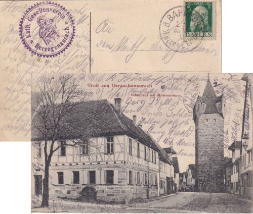 Bayern - Herzogenaurach I Erlangen Bahnpost Karte n. Waischenfeld 1912