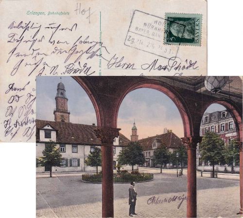 Bayern - Hof Nürnberg Bahnpost Zug 218/226 Karte Erlangen - Burgebrach 1914