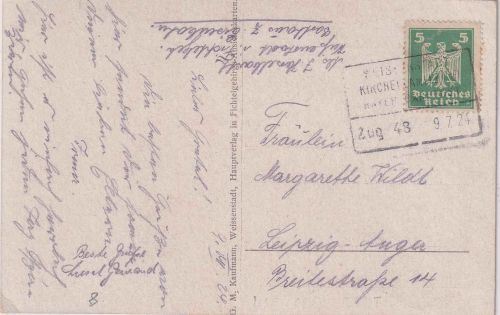 DR - Weissenstadt Kirchenlamitz Zug 48 Bahnpost-Ra4 Karte Weissenstadt 1924