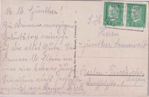 DR - Warmensteinach Bayreuth Zug 4 apt. Bahnpost-Ra4 Karte Ochsenkopf 1931