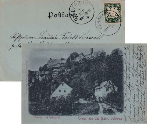 Bayern - Ebermannstadt Forchheim III Bahnpost K1 5 Pfg Karte Neumühle 1900