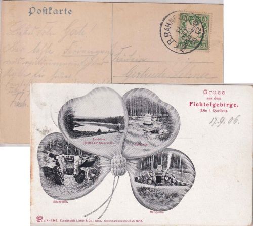 Bayern - Fichelberg Neusorg C2 Bahnpost K1 5 Pfg. AK Fichtelgebirge 1906