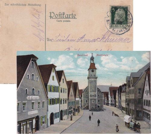 Bayern - Nürnberg Fürth II Bahnpost-K1 5 Pfg. AK Hersbruck n. Schwandorf 1912