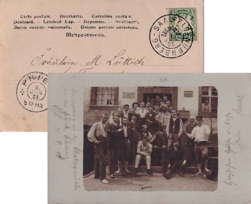 Bayern - Saalfeld Nürnberg Zug 362/220 Bahnpost-K2 AK Schottersmühle 1905