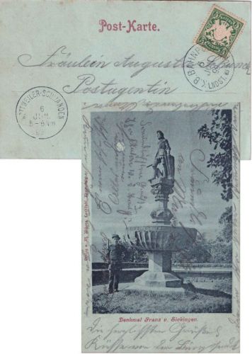 Bayern - Landstuhl CII Kusel Bahnpost-K1 AK Landstuhl n. Kottweiler 1899