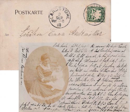 Bayern - Germersheim Zweibrücken Bahnpost-K1 5 Pfg. Karte n. Landstuhl 1902