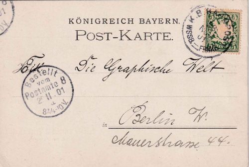 Bayern - Weissenburg Frankfurt Bahnpost-K1 5 Pfg. Karte Frankenthal 1901