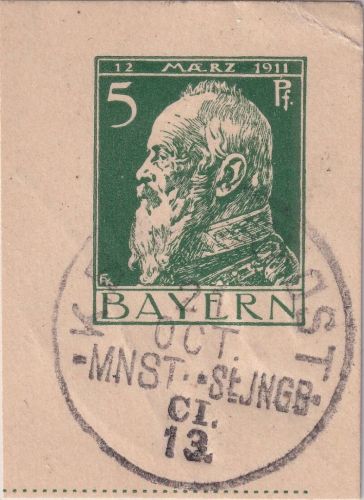 Bayern - Münster St. Ingbert CI Bahnpost-K1 Briefstück (GA)