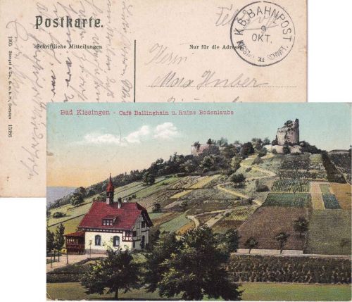 Bayern - Kissingen II Schweinfurt Bahnpost-K1 Feldpostkarte Bad Kissingen