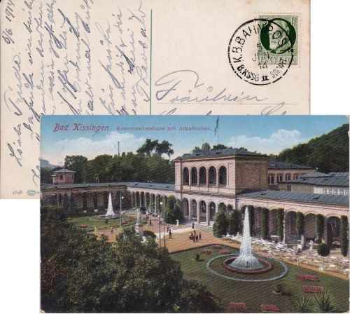 Bayern - Bad Kissingen II Schweinfurt Bahnpost-K1 Karte Bad Kissingen 1914