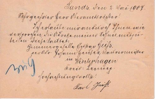 Bayern - Fladungen Mellrichstadt I Bahnpost-K1 5 Pfg. Ganzsache Sands 1907