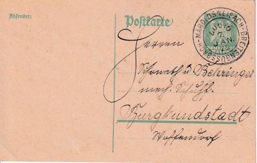 DR - Maroldsweisach Breitengüssbach Zug 16 Bahnpost-K2 5 Pfg. GA Ebern 1925