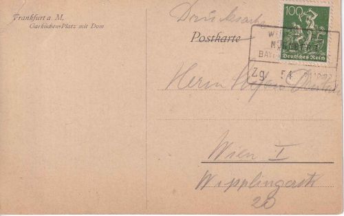 DR-Infla - Würzburg Nürnberg Zg. 54 Bahnpost-Ra4 Drucksachenkarte n. ÖSTERREICH