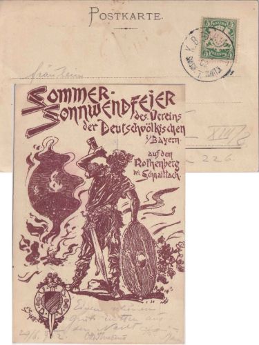 Bayern - Simmelsdorf I Schnaittach Bahnpost-K1 AK Sonnwendfeier Rothenberg 1902