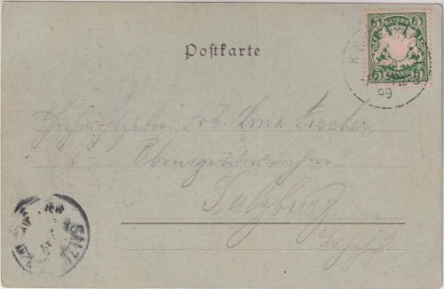 Bayern - Freyung Passau 3 Bahnpost-K1 AK Bärnstein (Grafenau) - Sulzburg 1899