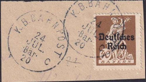 DR-Infla - (Wiesau) Bärnau C Bahnpost-K1 Briefstück 1920 - nicht gelistet