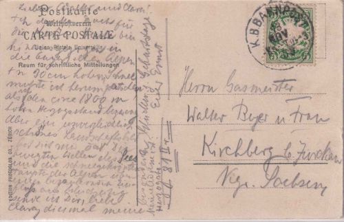 Bayern - Kochel Tutzing 3 Bahnpost-K1 AK Kochel - Kirchberg b. Zwickau 1900
